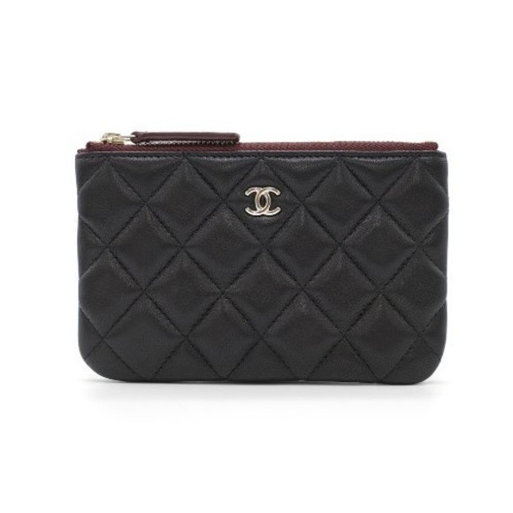 Chanel Classic Mini Pouch Cosmetic Pouch Matelasse Black Lamb Cocomark - Picture 1 of 5